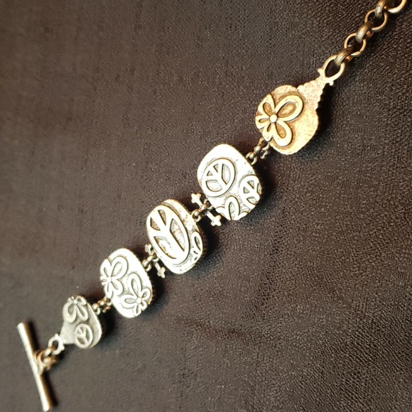 Lucky Brand Blue Cabochon Stone Pave Link Line Bracelet - Picture 5 of 9